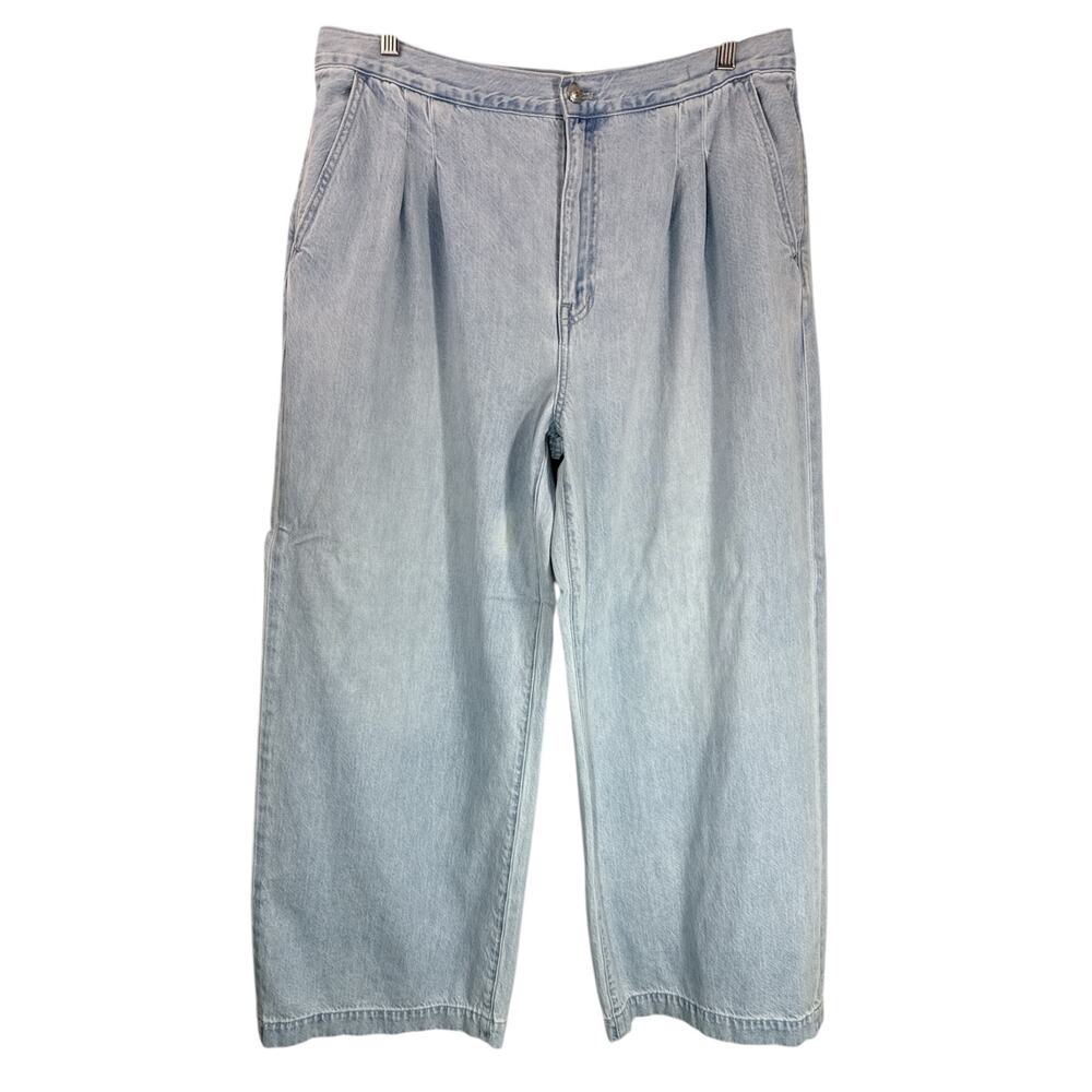 Madewell The Harlow Wide-Leg Jeans Airy Denim Sz 32 Noll Wash Pleated Baggy - Picture 4 of 14
